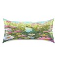 thumbnail image 3 of Haosy Satin Pillowcase for Hair and Skin Standard Cooling Silk Pillow Case with Envelope Closure Cartoon Frog Sit in Meadow Of Flower 20"x26", 3 of 9