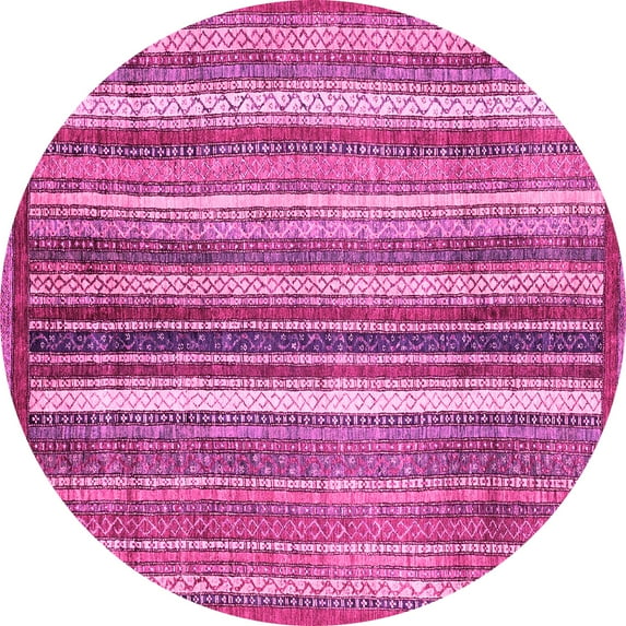 Ahgly Company Indoor Round Abstract Pink Modern Area Rugs, 8' Round