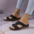 thumbnail image 5 of Wavsuf Slides for Women Casual Summer Hollow Out Beach Black Slides Slippers Size 5.5, 5 of 8