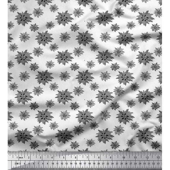 Soimoi Cotton Duck Fabric Aster Floral Print Fabric by the Yard 42 Inch Wide