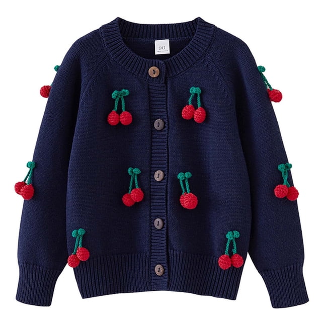 SGFCWSX Chandails pour Filles Manches Longues Ouvert Col Ras du Cou Vêtements pour Filles Bleu Marine