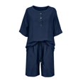 thumbnail image 4 of 2 Piece Short Sets For Women,Matching Two Piece Pajama Fashion Oversized Shirts And Shorts Spring Outfit 2026 Blue 4XL, 4 of 7