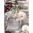 thumbnail image 4 of Easter Outdoor Tablecloth - 60 Inch Round Dining Table Cover, Spring Watercolor Bunny Carrots Eggs Flowers Beige Waterproof Outdoor Table Cloth with Umbrella Hole & Zipper for Picnic/Patio/Party, 4 of 7