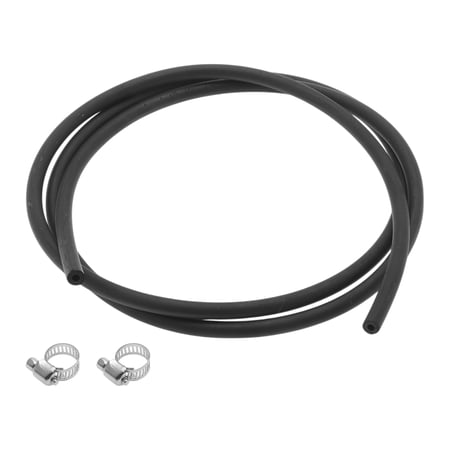 Unique Bargains 1 Set Lubricating Oil Hoses 2x5mm 1m Nitrile Rubber Water Hose Pipe Tubing 2 Pcs Clamp Outdoor Black