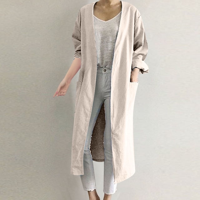 CEHVOM Cardigan Coupe-Vent pour Femmes à Col en V, Droit, à Manches Longues, avec Poches, Liquidation