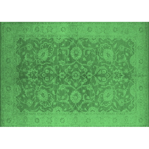 Ahgly Company Indoor Rectangle Oriental Emerald Green Industrial Area Rugs, 5' x 8'