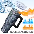 thumbnail image 5 of OBREWU Pioneer Flower Tumbler with Handle and Lid,40oz Pioneer Flower Double Wall Vacuum Insulated Tumbler,Pioneer Flower Cups Gift for Women and Men, 5 of 7