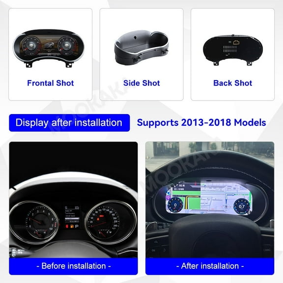 MOOKAKA Digital Dashboard Instrument Cluster for Jeep Grand Cherokee 2013 2014 2015 2016 2017 2018 LCD Screen Virtual Cockpit Speedometer Upgrade Universal Fit Car Accessory with Linux OS