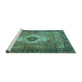 thumbnail image 2 of Ahgly Company Machine Washable Indoor Rectangle Medallion Turquoise Blue Traditional Area Rugs, 8' x 10', 2 of 4