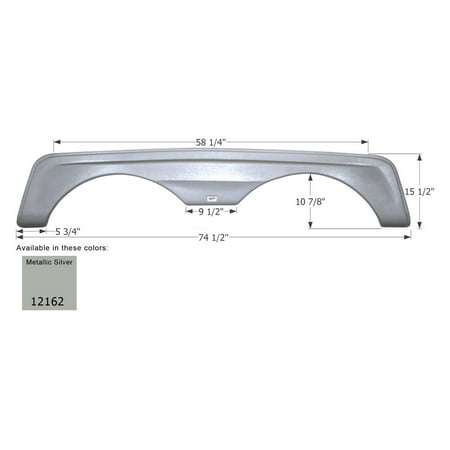 

Icon Technologies 12162 - FS2162 68-1/4 L x 10-1/8 H (4-3/4 Arch Heigh) Metallic Silver Tandem Fender Skirt for Holiday Rambler Next Level Model