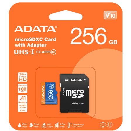 ADATA 256GB Premier microSDXC / SDHC UHS-I Class 10 Memory Card Memory Card with Adapter