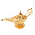 thumbnail image 4 of Lishi Aladdin Magic Genie Light Lamp Gold Metal Carved Wishing Pot Decor, 4 of 20