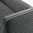 thumbnail image 4 of Tufted Sofa, Velvet, Dark Grey Gray, Modern Contemporary Urban Design, Living Lounge Room Hotel Lobby Hospitality, 4 of 9