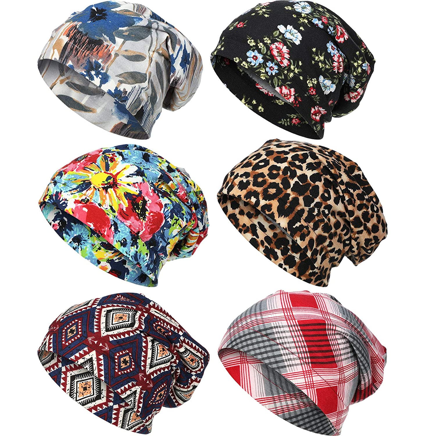 6 Pieces Silk Satin Lined Sleep Cap 
