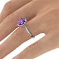 thumbnail image 2 of Amethyst 2.50 ctw Ring with Diamonds 14K White Gold Flower Vintage Halo, 2 of 6