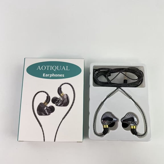 AOTIQUAL Earphones,Basics In Ear Wired Headphones, Earbuds with Microphone No Wireless Technology, Black
