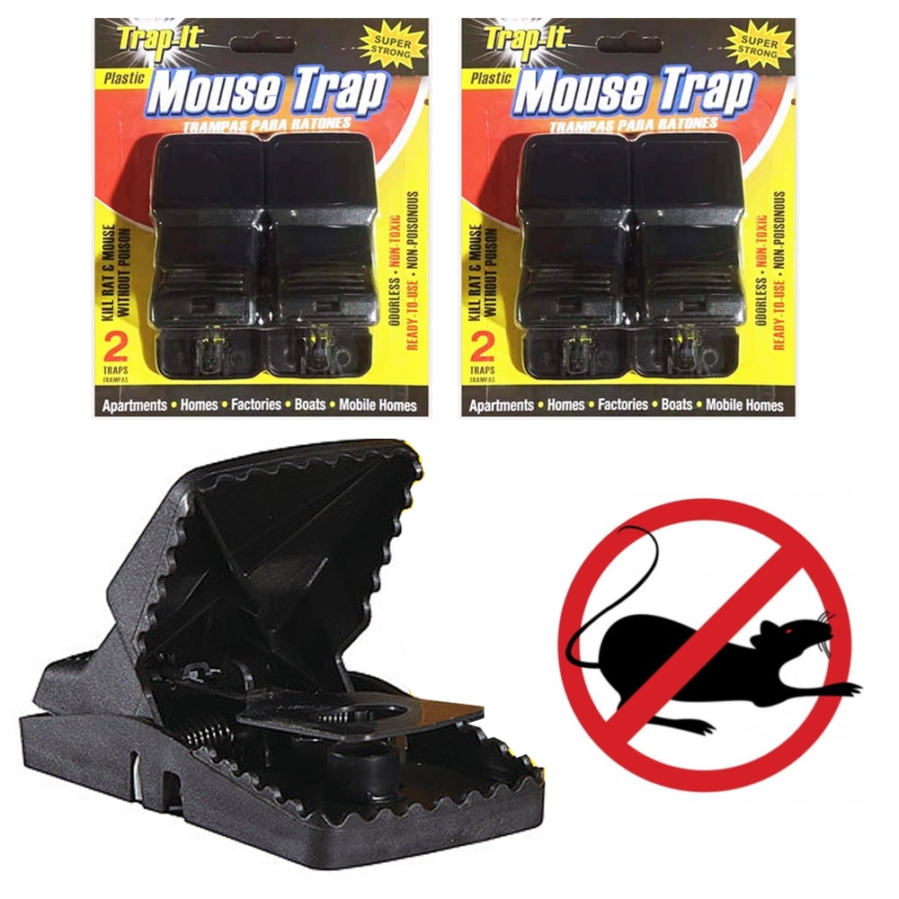 4 Pack New PIC Mouse Traps Metal Tension Spring Kills FAST NO Chemicals/ Poison 