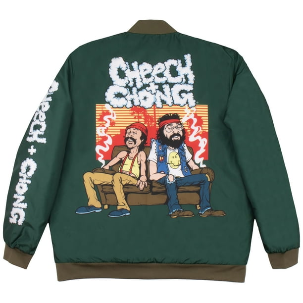 Cheech and Chong Mens Zip-Up Varsity Jacket Team 420 Graphic Print