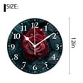 thumbnail image 2 of 12 Inch Wall Clock Battery Operated Silent Clock Decorative for Office, Kitchen, Outdoor, Living Room，Floral Print Red Rose Flower Bud with Green Leaf Creative, 2 of 4
