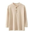 thumbnail image 5 of alcepopk Boys Girls Long Sleeve T-Shirts Kids Soft Cotton Basic Layering Tee Tops Undershirts(Beige,11-12 Y), 5 of 6