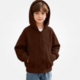 thumbnail image 3 of Piuwrlz Boys Hoodies with Pockets Hood Fall Winter Zipper Casual Sweatshirts Brown Size 9 Years, 3 of 10
