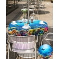thumbnail image 5 of nqOlkjepod Shark Outdoor Tablecloth with Umbrella Hole & Zipper, Blue Ocean Underwater Animal Coral Tropical Fish Round Table Cover 60 Inch, Dining Waterproof Table Cloth Protector for Patio/Party, 5 of 7