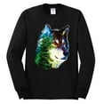 thumbnail image 2 of Earth Wolf Trees Mountains Nature Animal Lover Mens Long Sleeve Shirt, Black, Small, 2 of 3