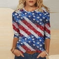 thumbnail image 2 of GERsome 4th of July T-Shirt for Women 3/4 Sleeve Crewneck American Flag Tshirt Funny USA Stars Stripes Patriotic Graphic Tee S-5XL, 2 of 5