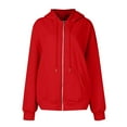 thumbnail image 4 of BRDFRL Women's Full Zip Up Hoodie Long Sleeve Hooded Sweatshirts Casual Fall Jacket Coat 2024 Fashion Red S, 4 of 6