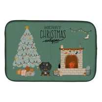 Dapple Wire Haired Dachshund Christmas Everyone Dish Drying Mat