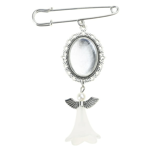 Fogun Wedding Bouquet Photo Charm Pin Brooch Making Lacy Frame Wedding Charm Oval Glass Cabochons Picture Frame Pin