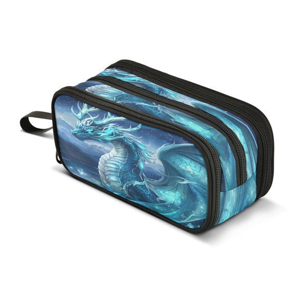 ALAZA Magic Dragon Wings Pencil Case Bag 3 Compartment Pen Pouch Large Storage Holder Box Organizer