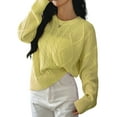 thumbnail image 2 of Women'S Oversized Cable Knit Crewneck Sweaters Yellow M, 2 of 7