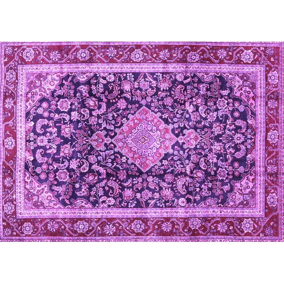 Ahgly Company Indoor Rectangle Medallion Purple Traditional Area Rugs, 5' x 7'
