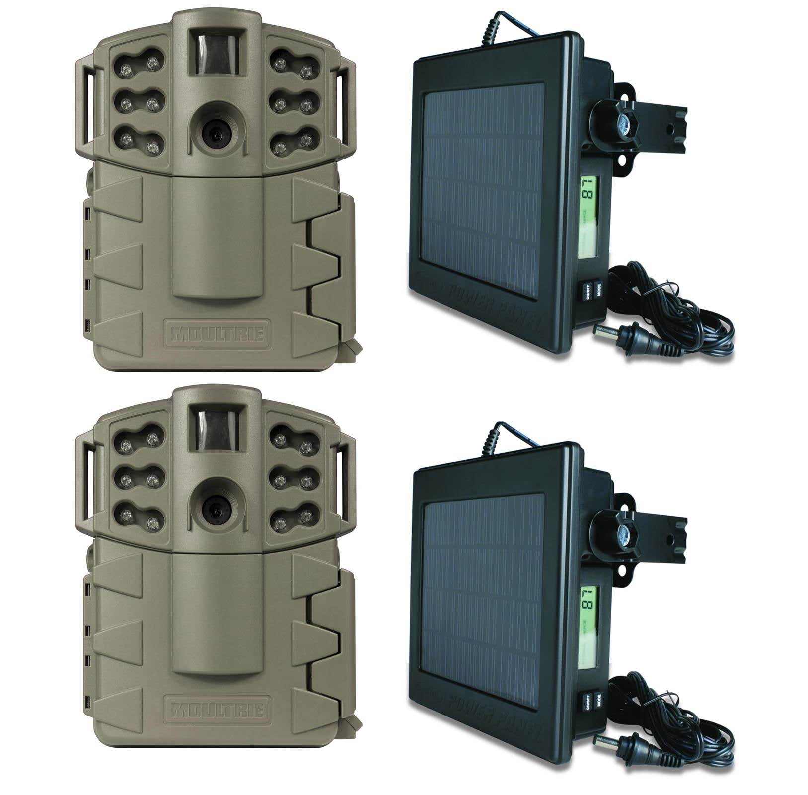 (2) MOULTRIE Game Spy A5 Gen2 5MP Trail Cameras + (2) Solar Power