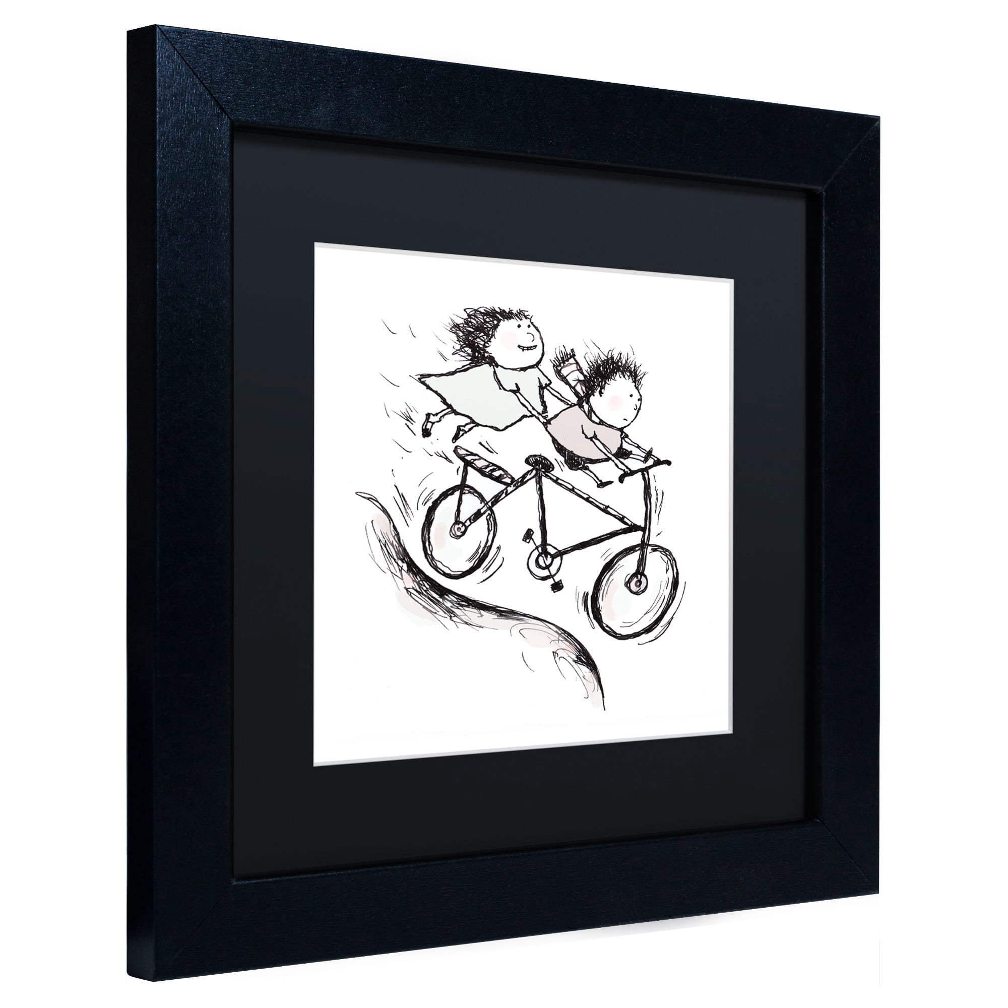 Carla Martell 'Bike Kids' Black Matted Framed Art