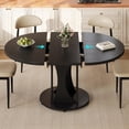 thumbnail image 3 of Virans 43.3"-59" Extendable Round Dining Table for 6-8,Kitchen Dining Table with Double Curved Base & Back Panel Buckle Top,Modern Circle Dinner Table for Kitchens,Dining Rooms,Living Rooms,Black, 3 of 9
