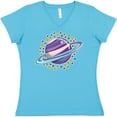 thumbnail image 3 of Inktastic Planet Saturn with Stars Women's V-Neck T-Shirt, 3 of 5