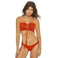 thumbnail image 5 of PilyQ RED Lust Reversible Smocked Lace-up Bandeau Swim Top, US D, 5 of 11