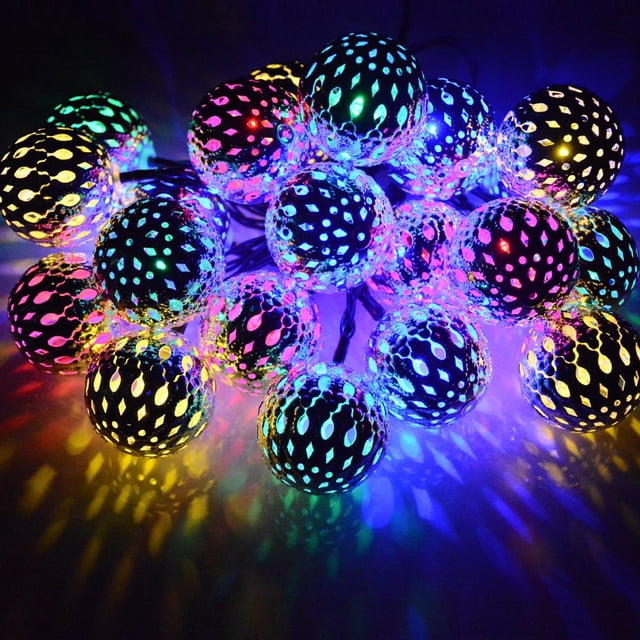 Guirnalda de luces solares navideñas para exteriores, 15 pies y 20 LED
