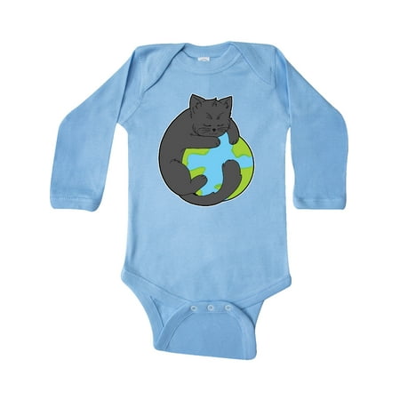 

Inktastic Black Cat Hugging the Earth Climate Change Awareness Gift Baby Boy or Baby Girl Long Sleeve Bodysuit