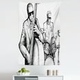thumbnail image 1 of Black White Tapestry, Illustration of a Jazz Band Musicians Playing Drum Music Concert Performance, Fabric Wall Hanging Decor for Bedroom Living Room Dorm, 5 Sizes, Black White, by Ambesonne, 1 of 1