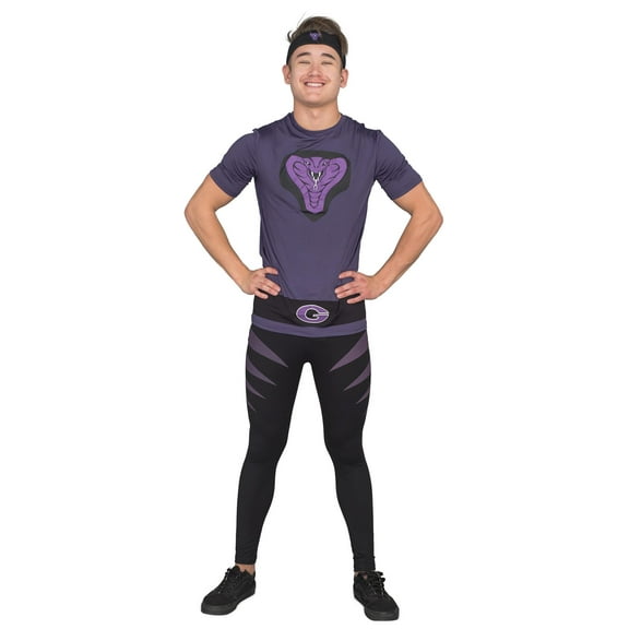 Costume Agent Dodgeball Purple Cobras Team Adult Halloween Costume Headband Shirt and Pants Set