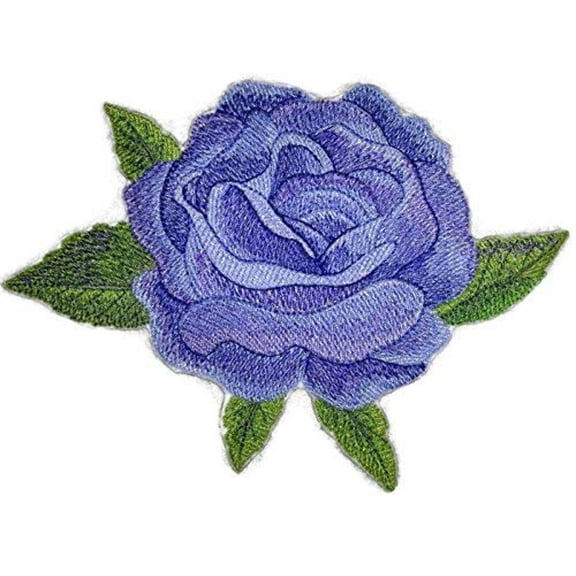 BeyondVision Custom and Unique Water Color Blooms and Butterflies [Water Color Blue Rose] Embroidered Iron on/Sew Patch [5.4" 4.85"]