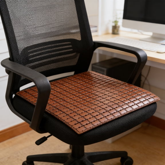 KITTEHIGM Chair Cushion Cooling Bamboo Seat Pad, Natural Summer Square Rattan Chair Cushion for Dining Chair Sofa Office Desk and Car Seat, Breathable Woven Mat Non-Slip Back