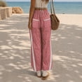 thumbnail image 4 of Women'S Printed Wide Leg Athletic Pants Elastic High Waist With Drawstring Loose Fit Striped Side Casual Joggers With Pockets, 4 of 6
