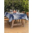 thumbnail image 3 of Outdoor Tablecloth with Umbrella Hole for Patio/Picnic/Party/Camping, Navy Blue Palm Leaves Coastal Waterproof Table Cloth Rectangle Table Cover Washable, Summer Tropical Botanical (52"x 70"), 3 of 9