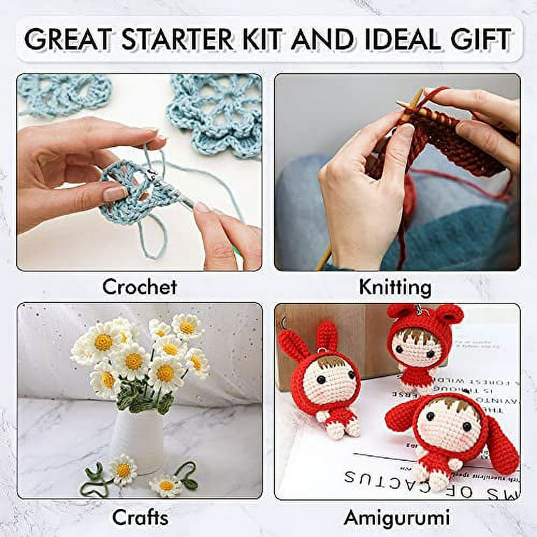 How to Crochet for Beginners Kit, 6 x 50g Double Knitting Yarn Balls, 14 pc  Crochet Hook Set, Learn How to Crochet Book, Stitch Markers, Storage Bag,  ShiFio's Patterns, SM6 – BigaMart