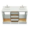 thumbnail image 6 of ARIEL 67" Grey Double Bathroom Vanity with 1.5" Edge Pure White Quartz Countertop & Backsplash, 2 Rectangular Sinks, 4 Soft Closing Doors, 6 Full Extension Dovetail Drawers, Brushed Nickel, 6 of 10