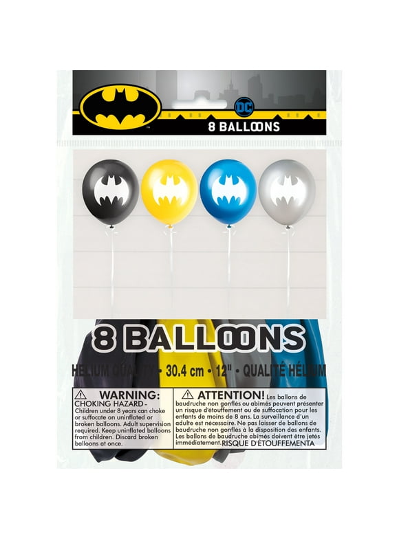 Latex Batman Birthday Balloons, Assorted, 12in, 8ct